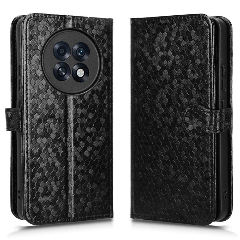 For Oppo F31 Pro+ 5G  /  A6 GT 5G Wallet Case Dot Pattern Imprint PU Leather Phone Cover with Wrist Strap