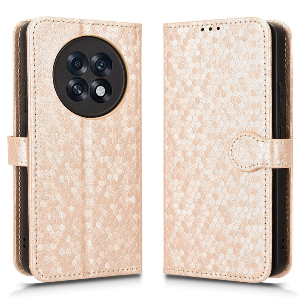 For Oppo F31 Pro+ 5G  /  A6 GT 5G Wallet Case Dot Pattern Imprint PU Leather Phone Cover with Wrist Strap