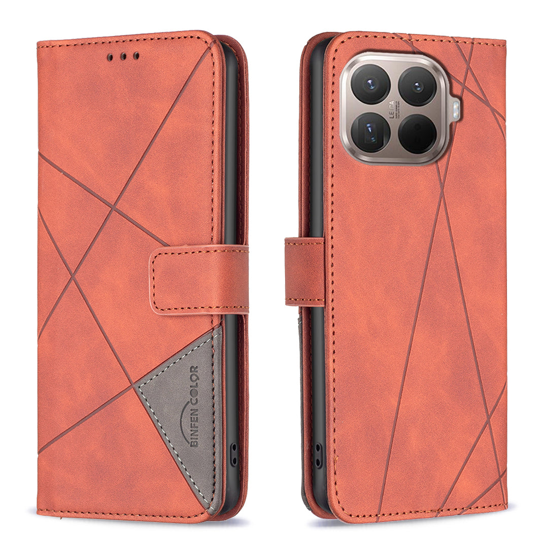 BINFEN COLOR For Xiaomi 15T Pro Phone Case  Wallet Stand Geometry Imprinted Leather Cover