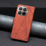 BINFEN COLOR For Xiaomi 15T Pro Phone Case  Wallet Stand Geometry Imprinted Leather Cover