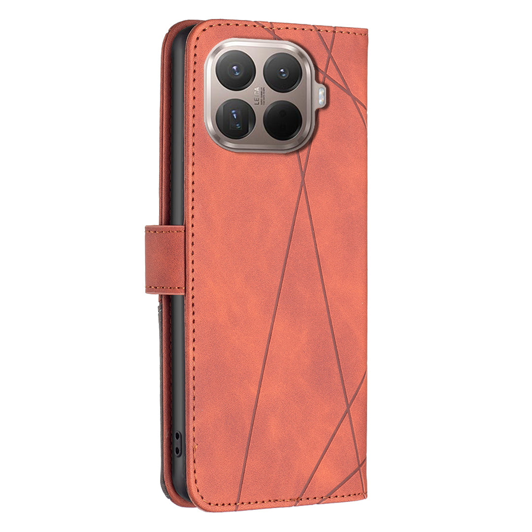 BINFEN COLOR For Xiaomi 15T Pro Phone Case  Wallet Stand Geometry Imprinted Leather Cover