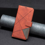 BINFEN COLOR For Xiaomi 15T Pro Phone Case  Wallet Stand Geometry Imprinted Leather Cover