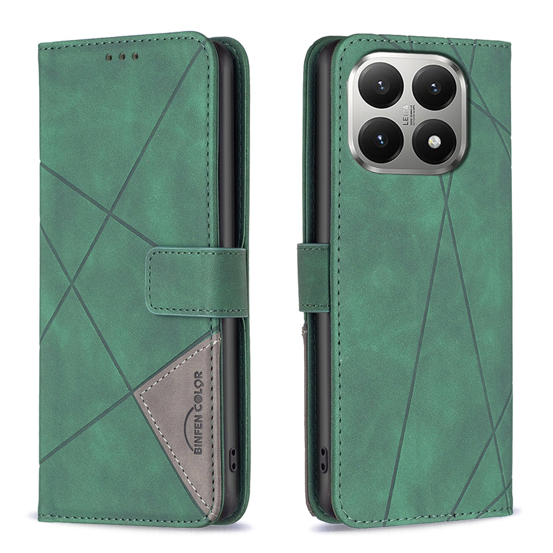 BINFEN COLOR För Xiaomi 15T mobilskal Plånboksfodral Geometriskt Präglat Läderfodral