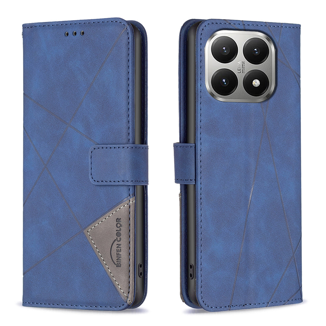 BINFEN COLOR For Xiaomi 15T Phone Case  Wallet Stand Geometry Imprinted Leather Cover