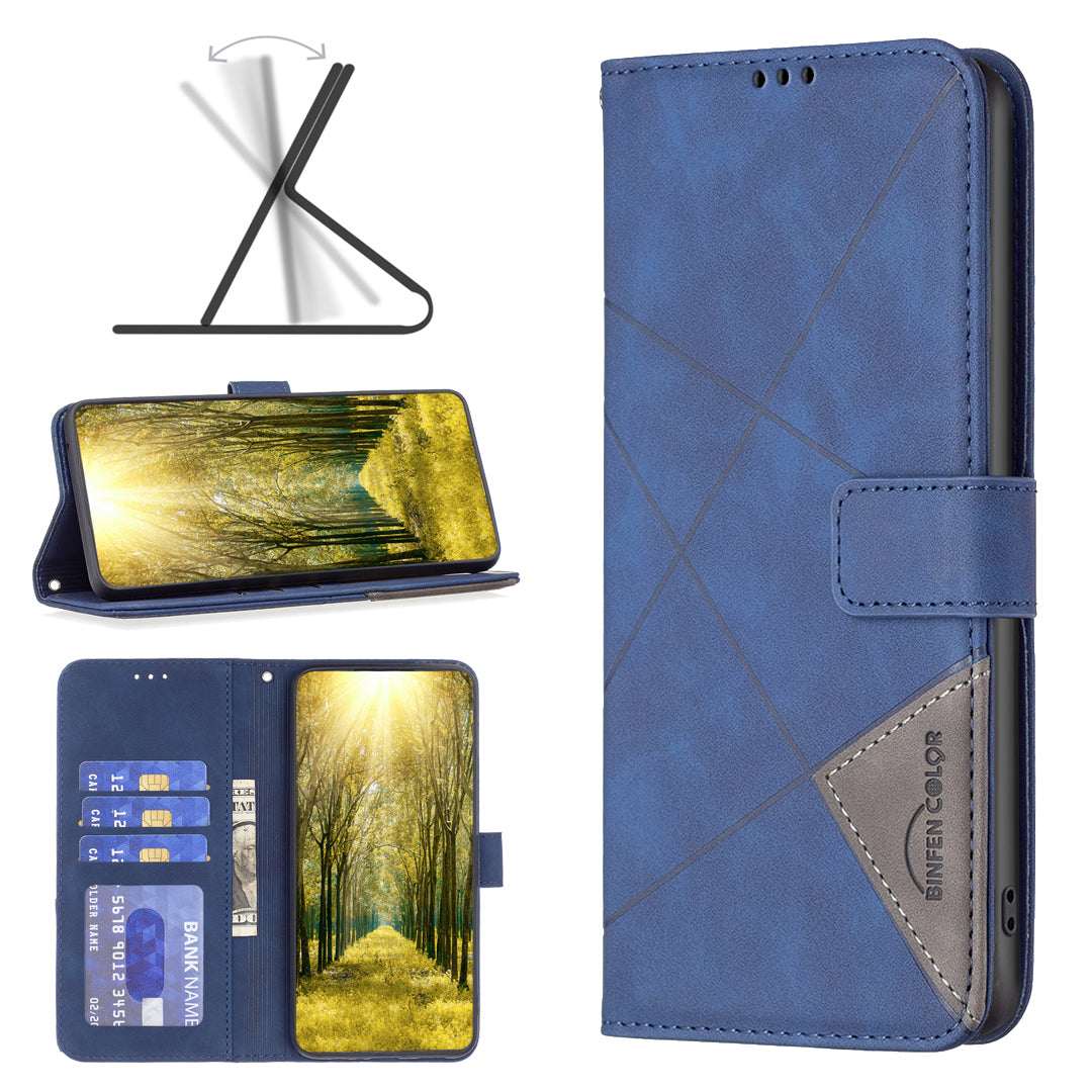 BINFEN COLOR For Xiaomi 15T Phone Case  Wallet Stand Geometry Imprinted Leather Cover