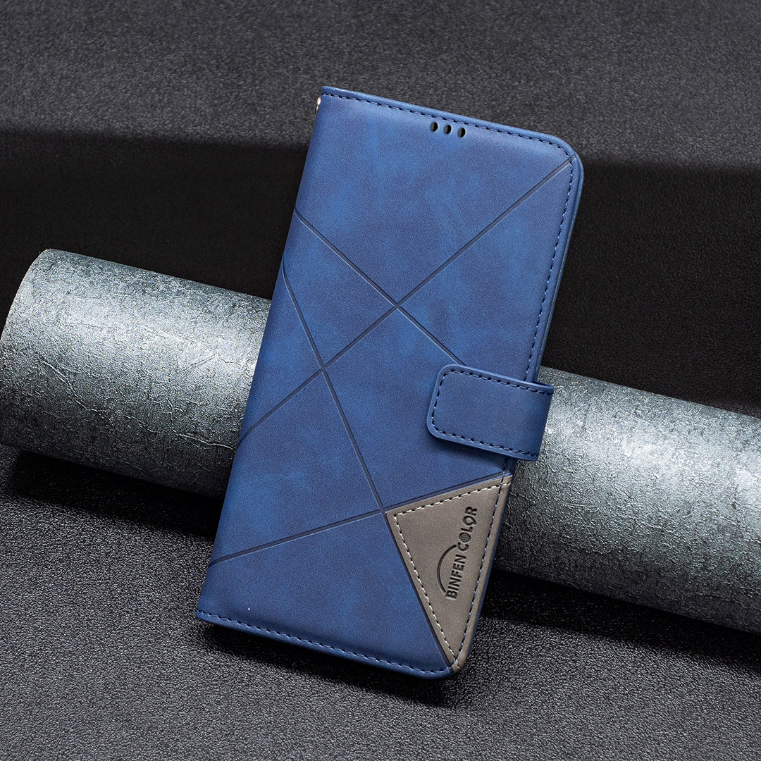 BINFEN COLOR For Xiaomi 15T Phone Case  Wallet Stand Geometry Imprinted Leather Cover