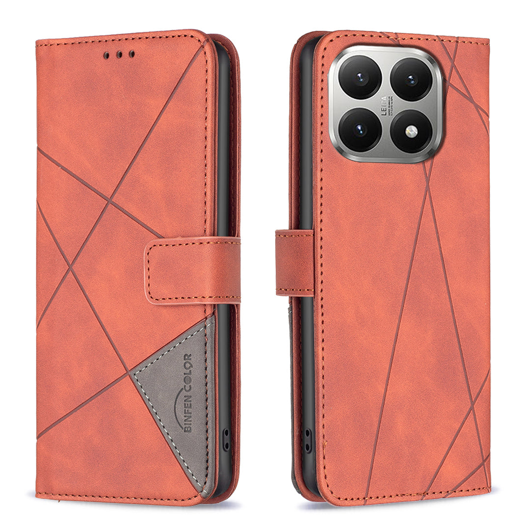 BINFEN COLOR För Xiaomi 15T mobilskal Plånboksfodral Geometriskt Präglat Läderfodral