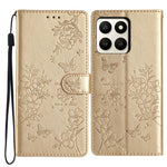 For Honor X7d 5G Wallet Phone Case Butterfly Floral Imprint Leather Flip Cover with Strap
