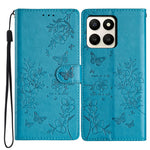 For Honor X7d 5G Wallet Phone Case Butterfly Floral Imprint Leather Flip Cover with Strap