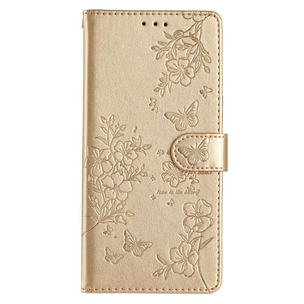 For Xiaomi 17 Pro Wallet Phone Case Butterfly Floral Imprint Leather Flip Cover with Strap