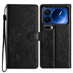 For Xiaomi 17 Pro Wallet Phone Case Butterfly Floral Imprint Leather Flip Cover with Strap