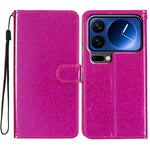 For Xiaomi 17 Pro Wallet Case Glitter Anti-Scratch Leather Stand Phone Cover with Strap