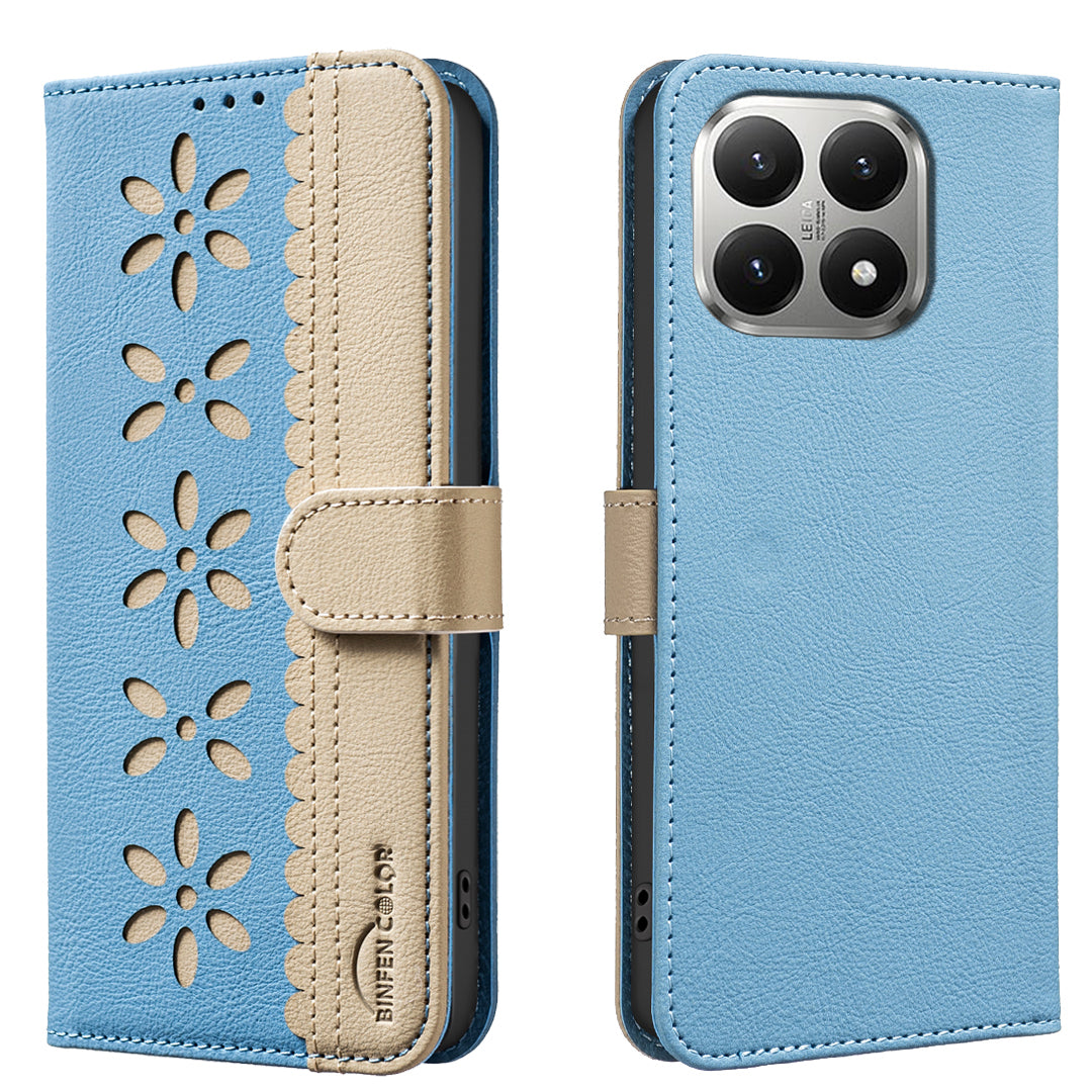 BINFEN COLOR Läderfodral för Xiaomi 15T BF36 Blommönster mobilskal RFID-blockerande plånboksställ
