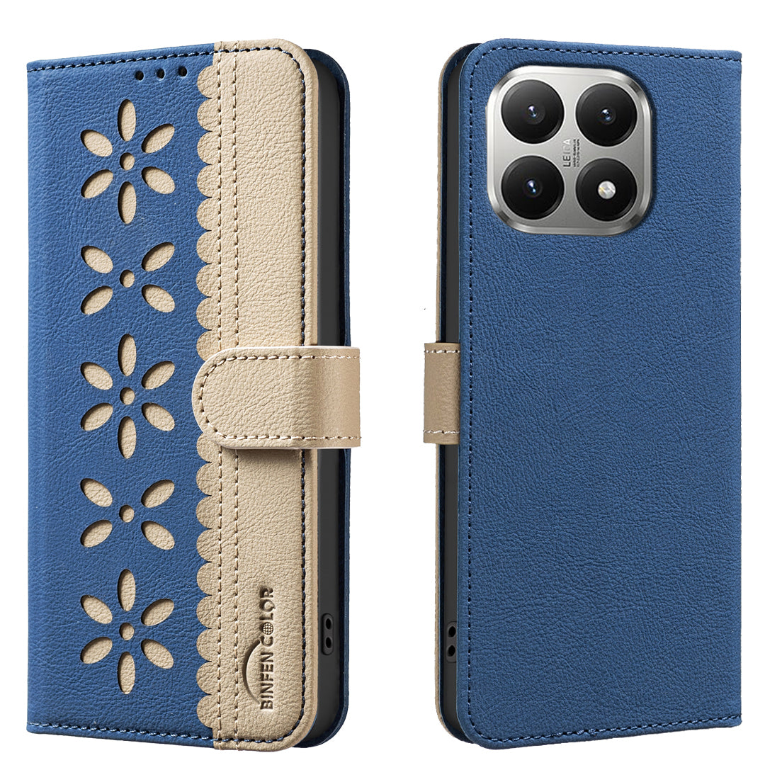 BINFEN COLOR Läderfodral för Xiaomi 15T BF36 Blommönster mobilskal RFID-blockerande plånboksställ