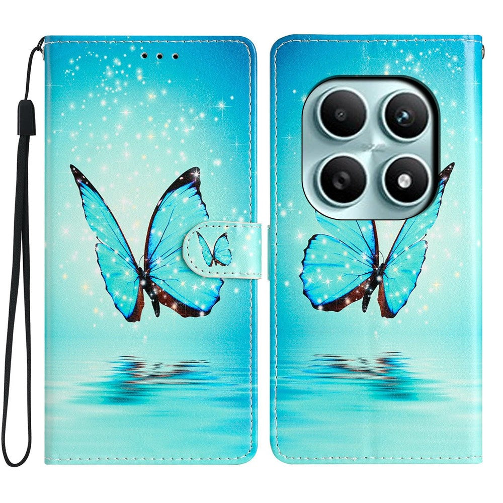 For Xiaomi Poco M8 5G / Redmi Note 15 5G (Global) Wallet Case PU Leather Pattern Printing Stand Phone Cover with Strap