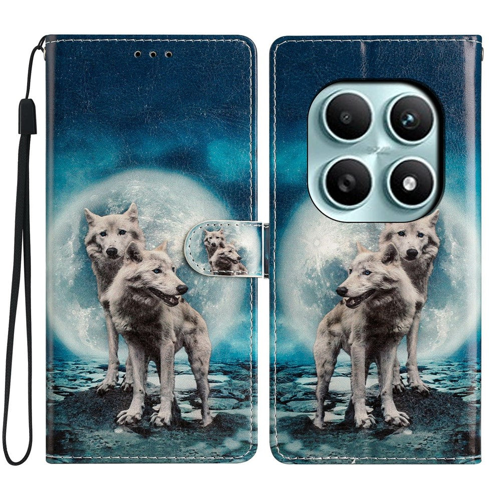 For Xiaomi Poco M8 5G / Redmi Note 15 5G (Global) Wallet Case PU Leather Pattern Printing Stand Phone Cover with Strap