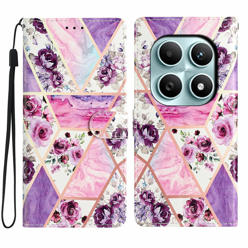 For Xiaomi Poco M8 5G / Redmi Note 15 5G (Global) Wallet Case PU Leather Pattern Printing Stand Phone Cover with Strap
