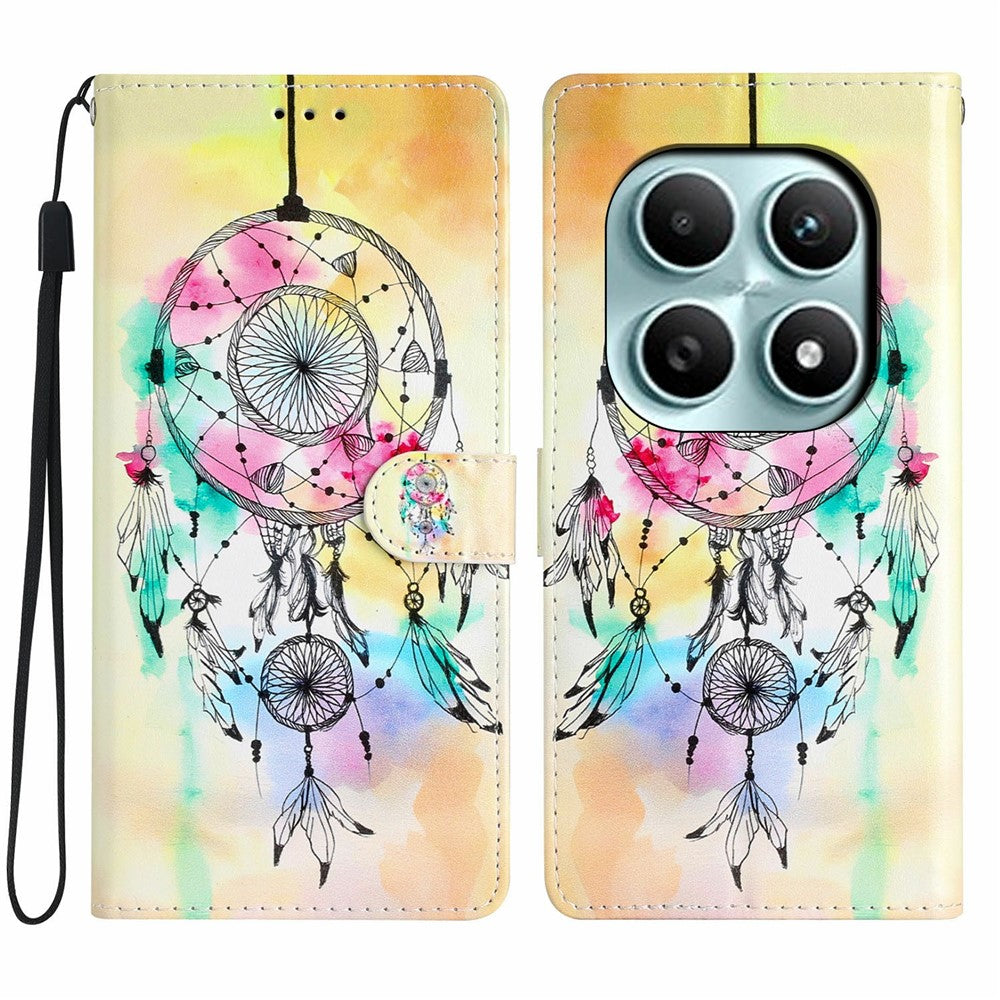 For Xiaomi Poco M8 5G / Redmi Note 15 5G (Global) Wallet Case PU Leather Pattern Printing Stand Phone Cover with Strap
