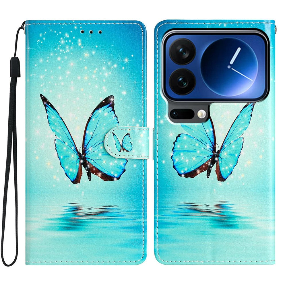 For Xiaomi 17 Pro Wallet Case PU Leather Pattern Printing Stand Phone Cover with Strap
