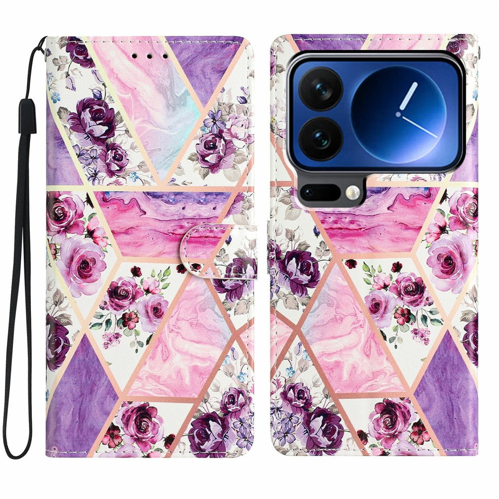 For Xiaomi 17 Pro Wallet Case PU Leather Pattern Printing Stand Phone Cover with Strap