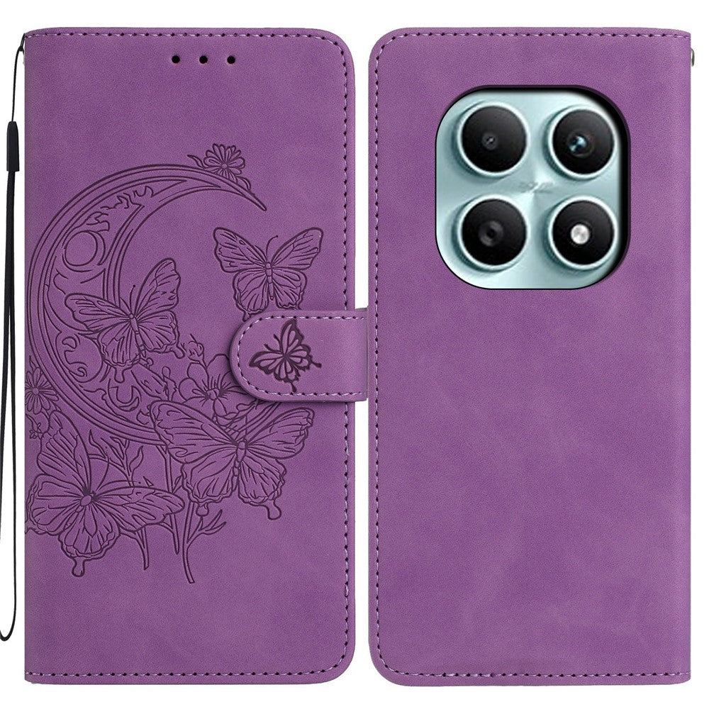 Xiaomi Poco M8 5G / Redmi Note 15 5G (Global) Fodral Fjärilsblomma Präglat PU-läder Plånboksfodral