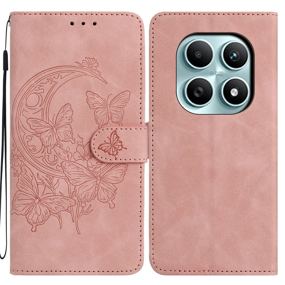 Xiaomi Poco M8 5G / Redmi Note 15 5G (Global) Fodral Fjärilsblomma Präglat PU-läder Plånboksfodral