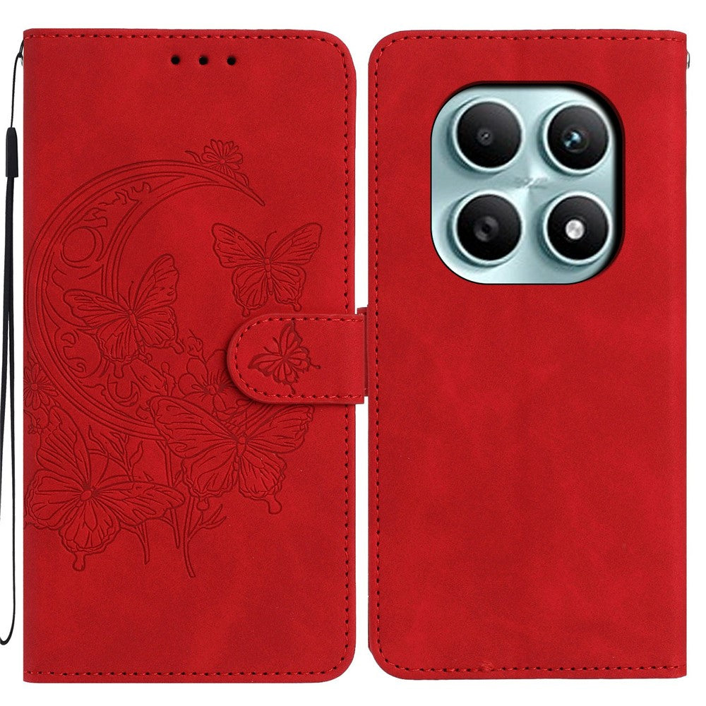 Xiaomi Poco M8 5G / Redmi Note 15 5G (Global) Fodral Fjärilsblomma Präglat PU-läder Plånboksfodral