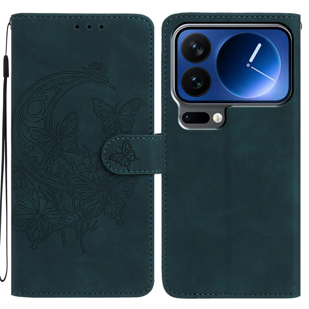 For Xiaomi 17 Pro Case Butterfly Flower Imprinted PU Leather Wallet Stand Phone Cover