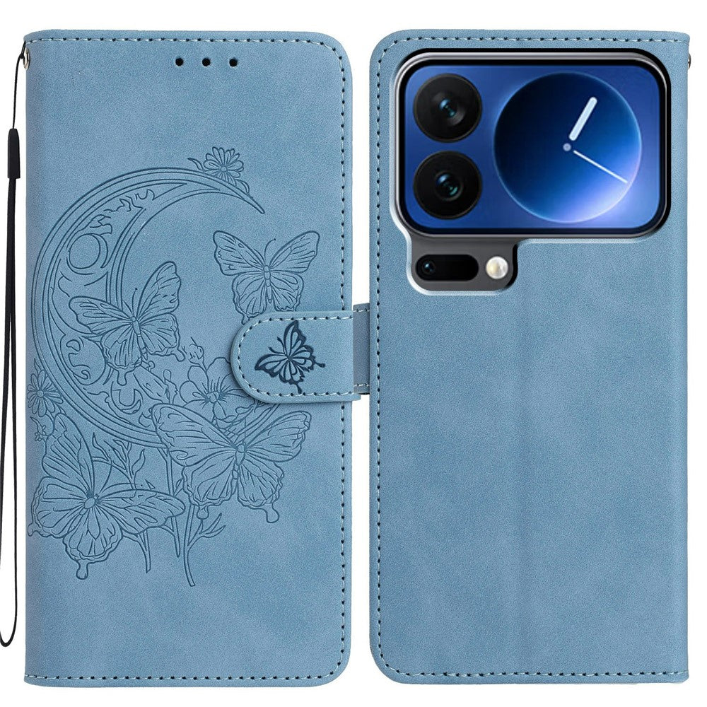 For Xiaomi 17 Pro Case Butterfly Flower Imprinted PU Leather Wallet Stand Phone Cover