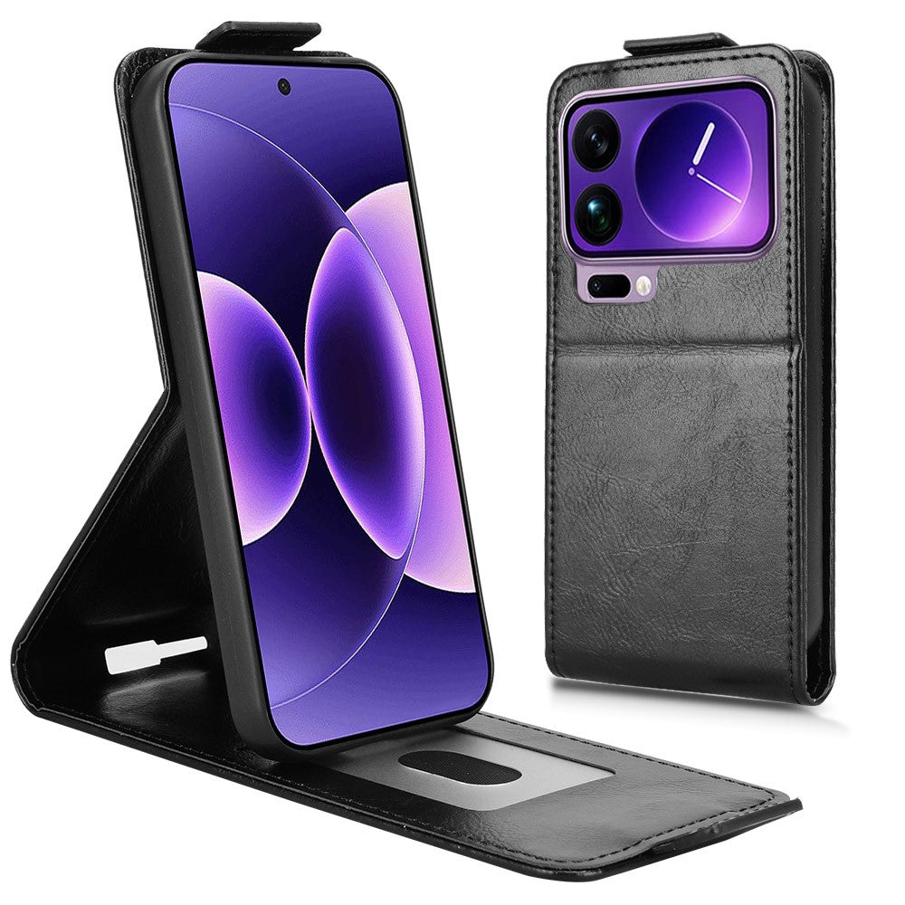For Xiaomi 17 Pro Max Stand Case Magnetic Clasp Vertical Flip Leather Phone Cover with Card Holder