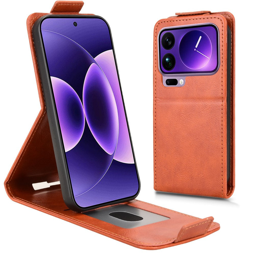 For Xiaomi 17 Pro Max Stand Case Magnetic Clasp Vertical Flip Leather Phone Cover with Card Holder