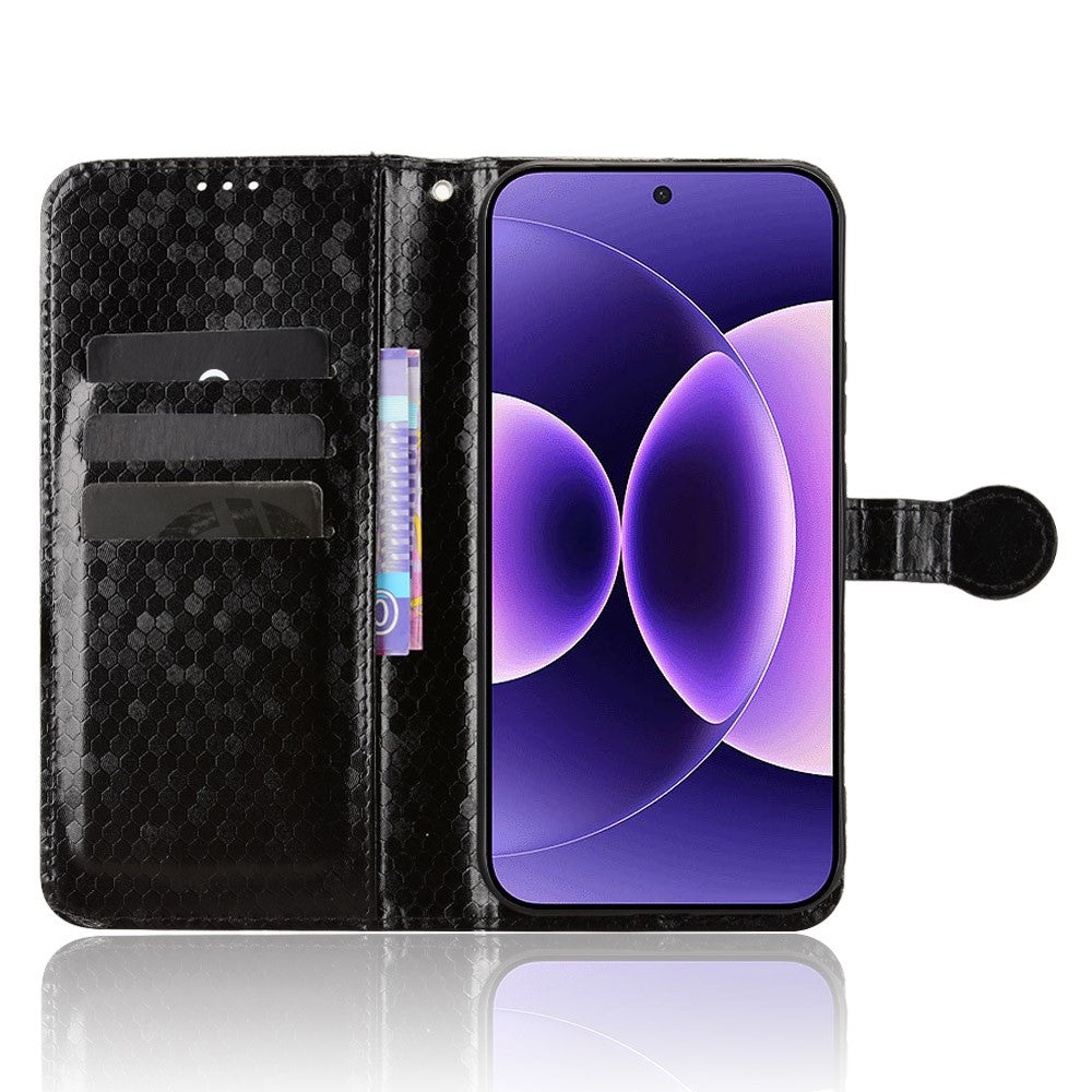 For Xiaomi 17 Pro Wallet Case Dot Pattern Imprint PU Leather Phone Cover with Wrist Strap