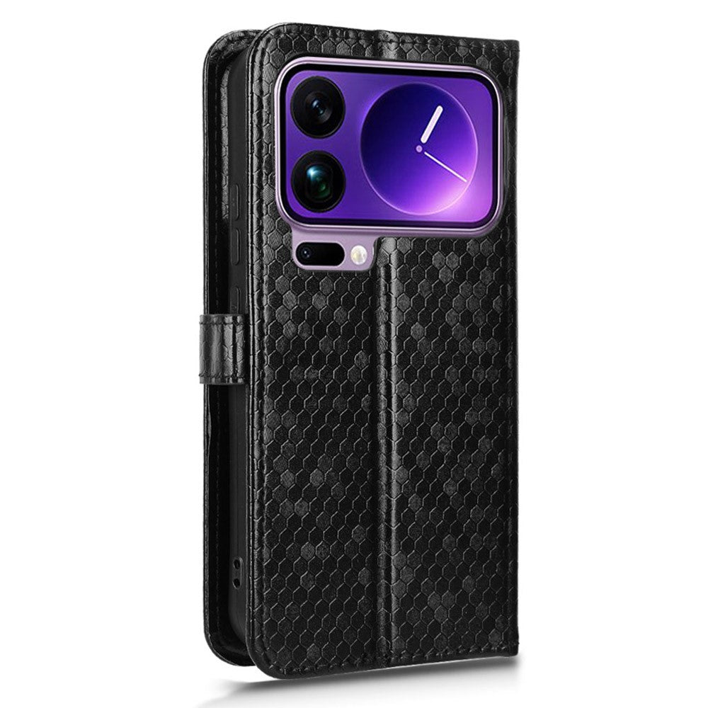For Xiaomi 17 Pro Wallet Case Dot Pattern Imprint PU Leather Phone Cover with Wrist Strap