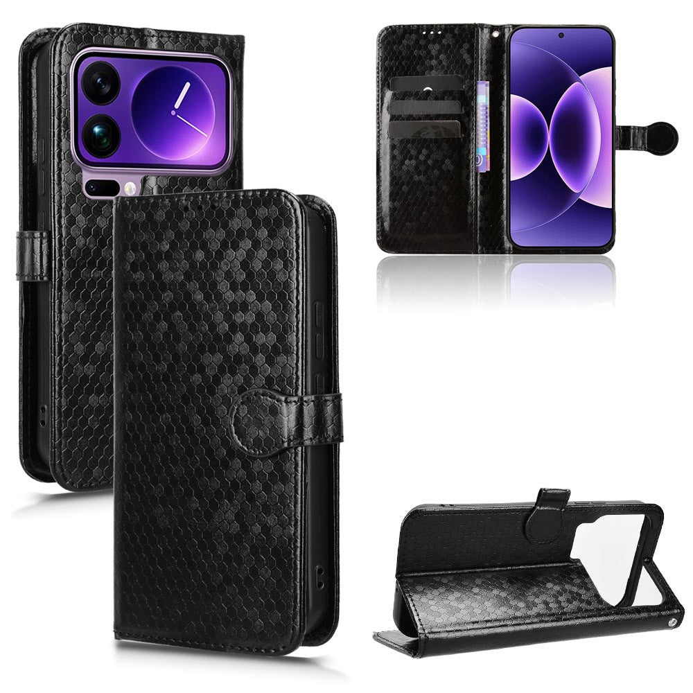 For Xiaomi 17 Pro Wallet Case Dot Pattern Imprint PU Leather Phone Cover with Wrist Strap