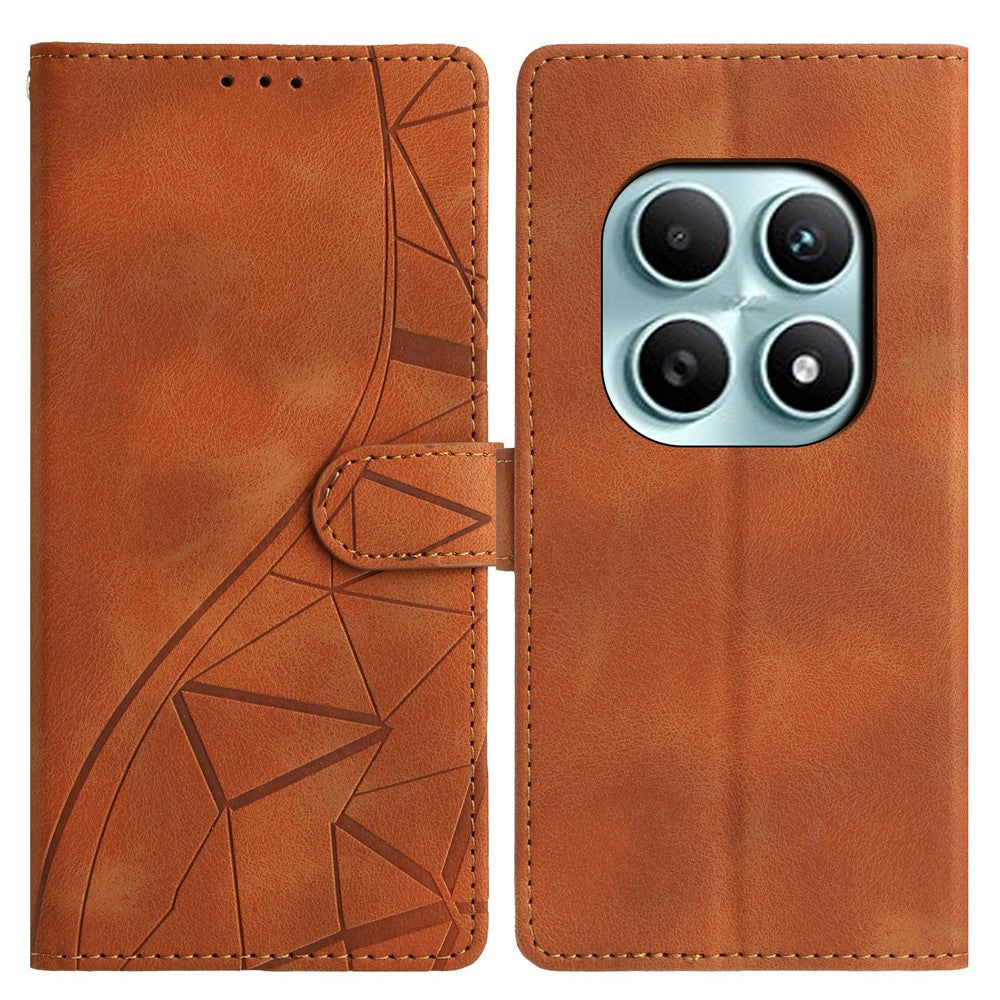 For Xiaomi Poco M8 5G / Redmi Note 15 5G (Global) Case Wallet Stand Imprinted Triangle Pattern Leather Phone Flip Cover