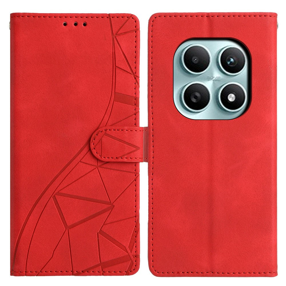 For Xiaomi Poco M8 5G / Redmi Note 15 5G (Global) Case Wallet Stand Imprinted Triangle Pattern Leather Phone Flip Cover