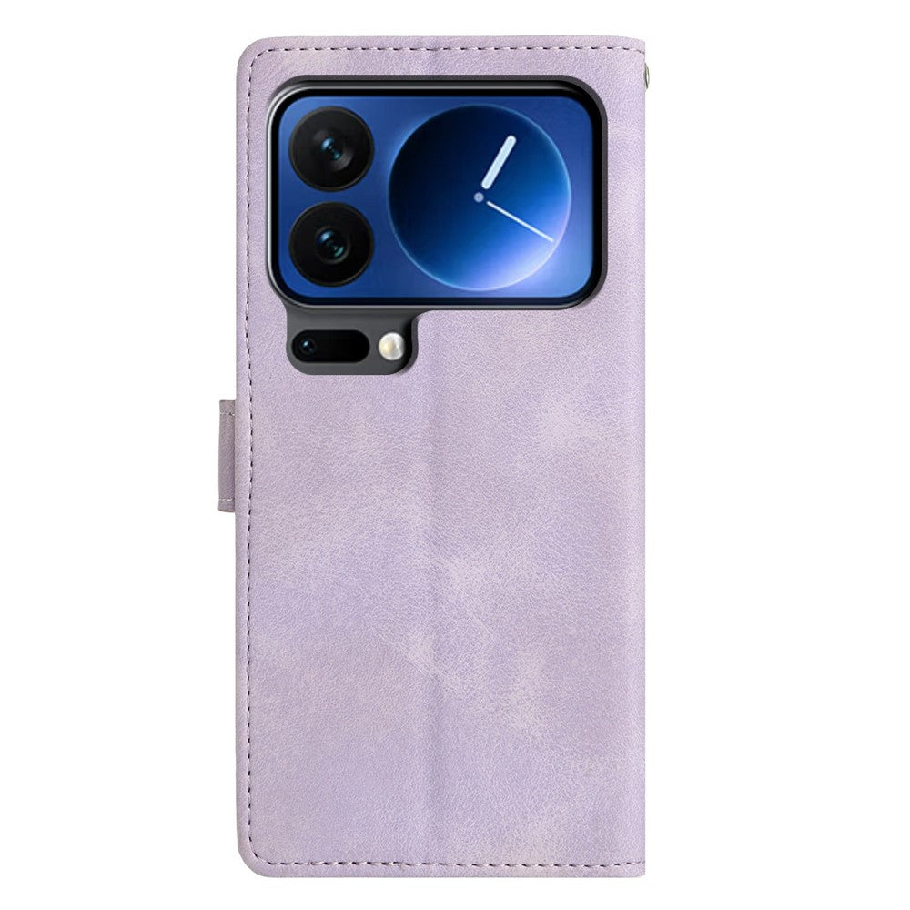 For Xiaomi 17 Pro Case Wallet Stand Imprinted Triangle Pattern Leather Phone Flip Cover