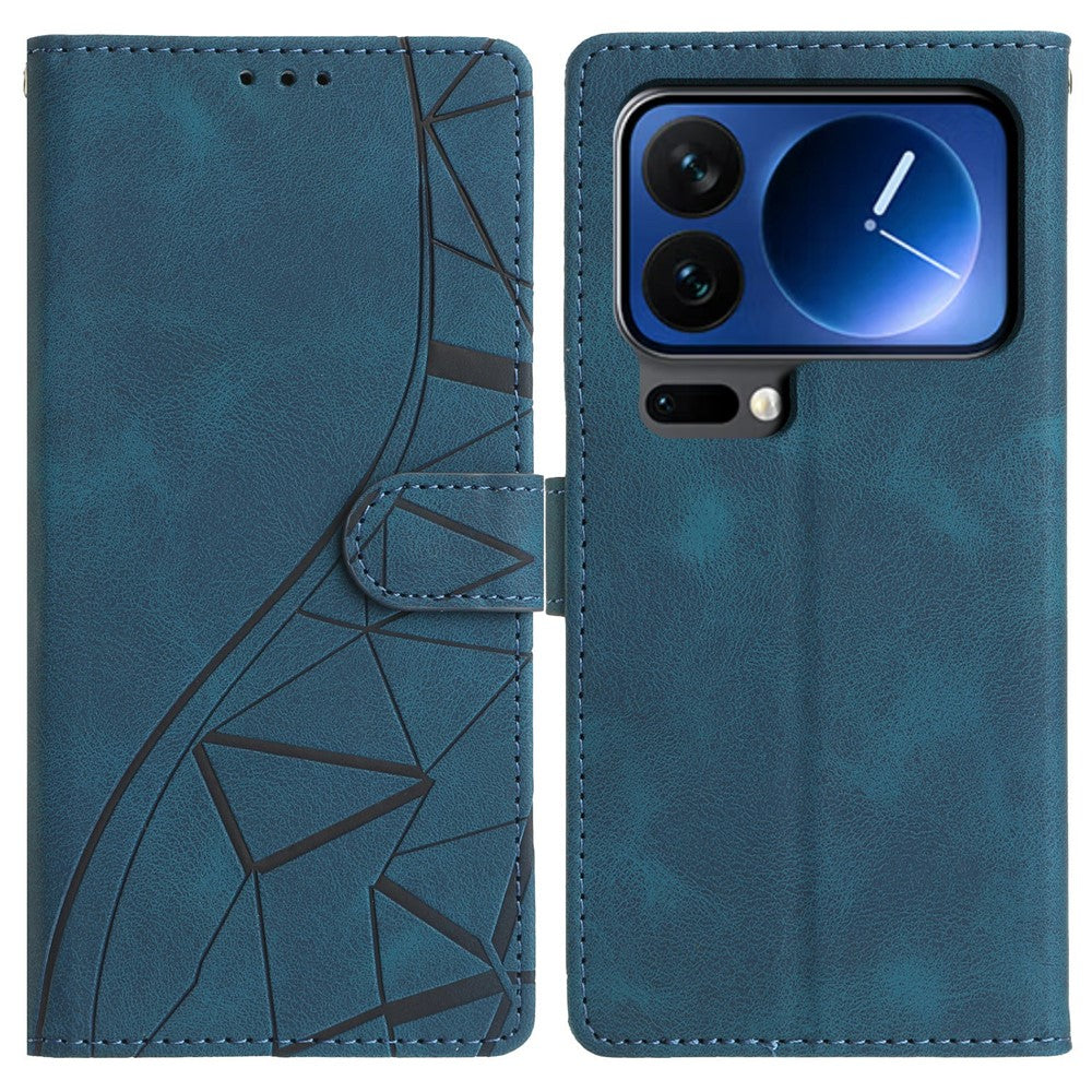 For Xiaomi 17 Pro Case Wallet Stand Imprinted Triangle Pattern Leather Phone Flip Cover