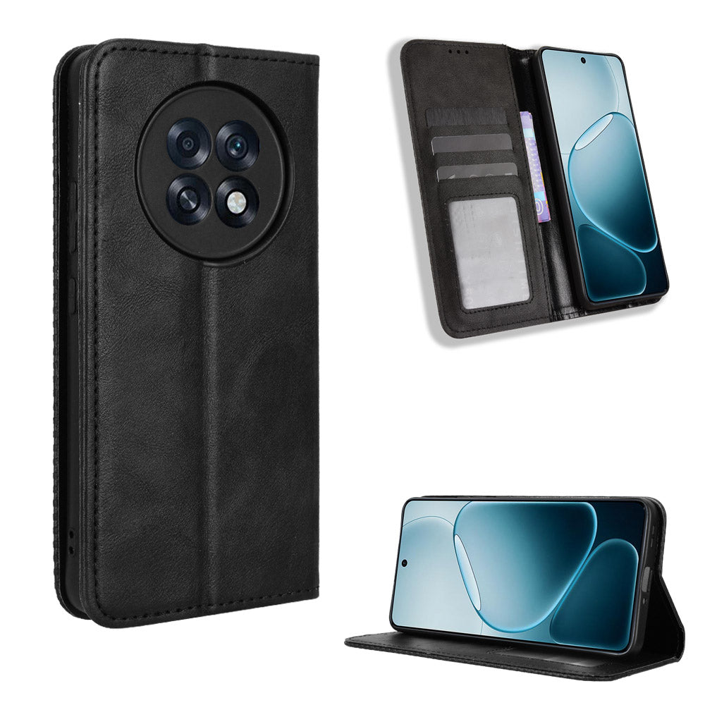 For Oppo A6 GT 5G / Oppo A6 Max 5G / Oppo F31 Pro+ 5G Leather Case Wallet Stand Retro Texture Phone Cover
