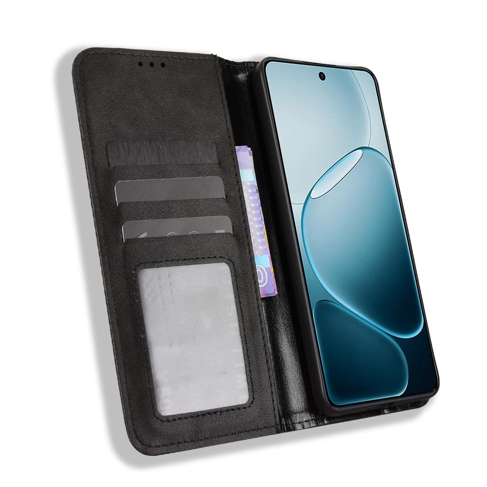 For Oppo A6 GT 5G / Oppo A6 Max 5G / Oppo F31 Pro+ 5G Leather Case Wallet Stand Retro Texture Phone Cover