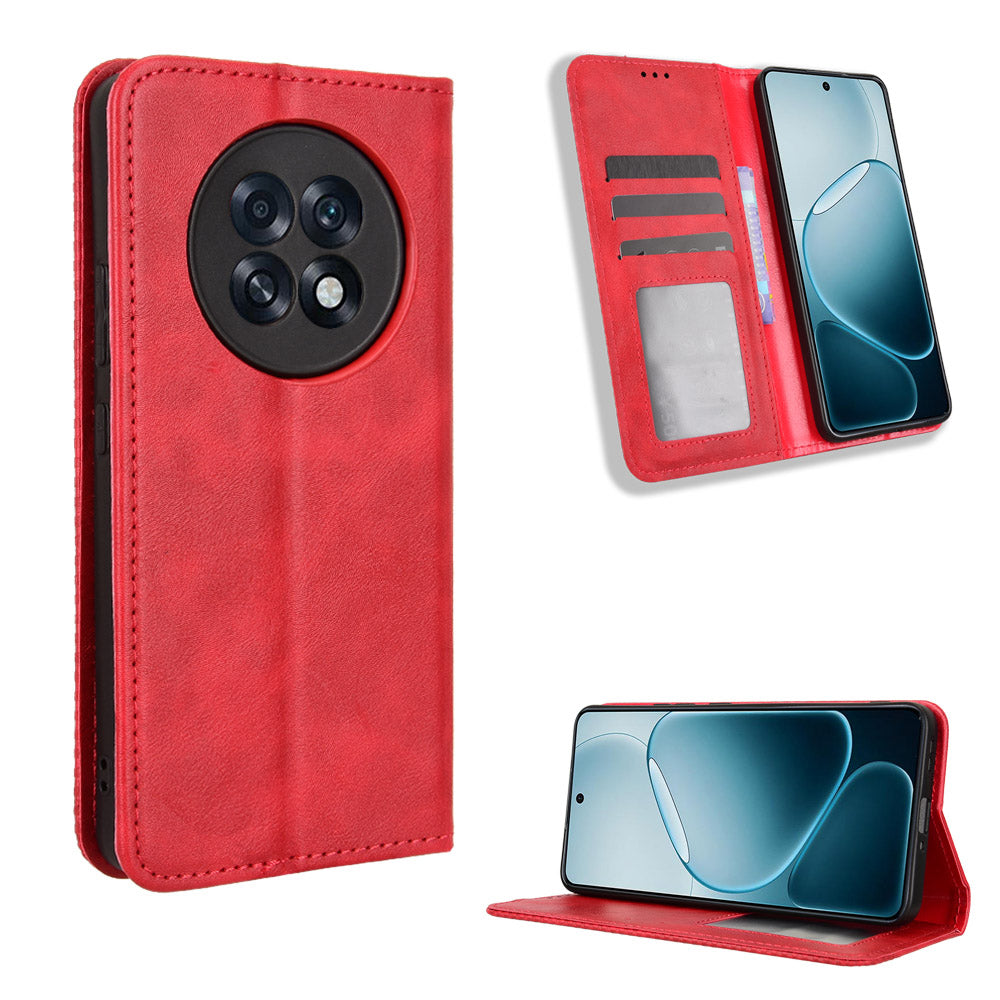 For Oppo A6 GT 5G / Oppo A6 Max 5G / Oppo F31 Pro+ 5G Leather Case Wallet Stand Retro Texture Phone Cover