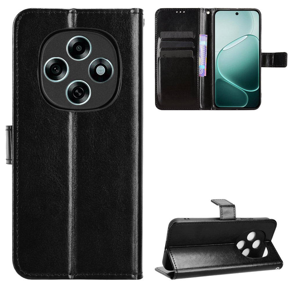 For Oppo F31 Pro 5G PU Leather Case with Strap Crazy Horse Texture Phone Wallet Cover