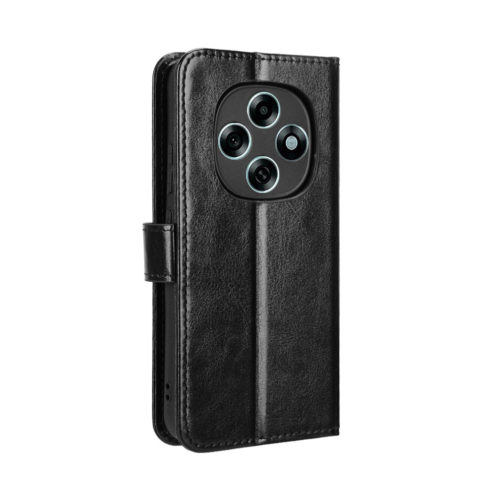 For Oppo F31 Pro 5G PU Leather Case with Strap Crazy Horse Texture Phone Wallet Cover