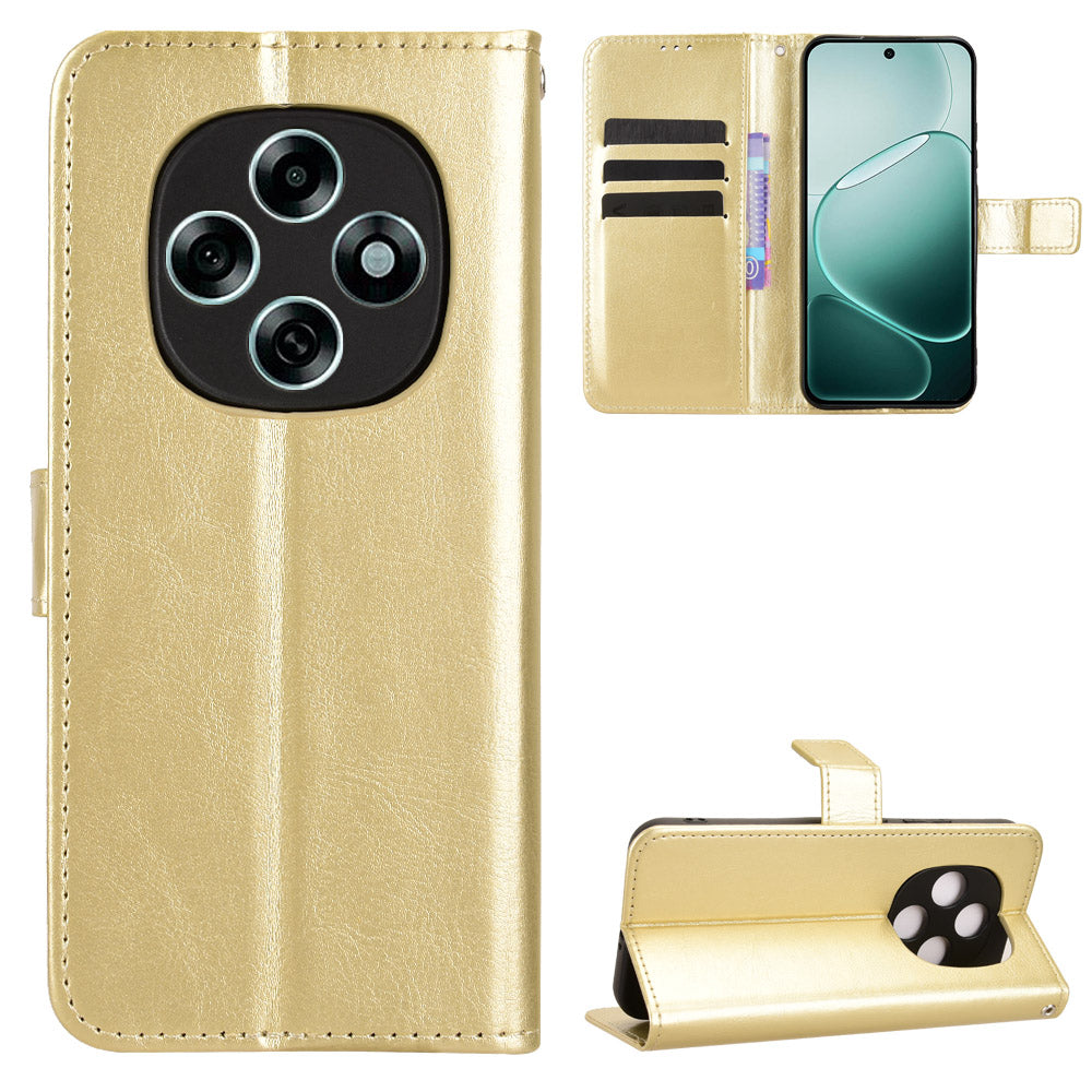 For Oppo F31 Pro 5G PU Leather Case with Strap Crazy Horse Texture Phone Wallet Cover