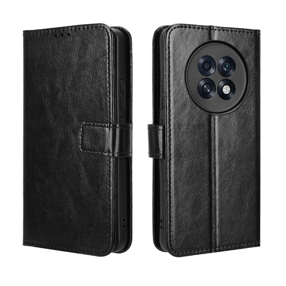 For Oppo A6 GT 5G / Oppo A6 Max 5G / Oppo F31 Pro+ 5G PU Leather Case with Strap Crazy Horse Texture Phone Wallet Cover