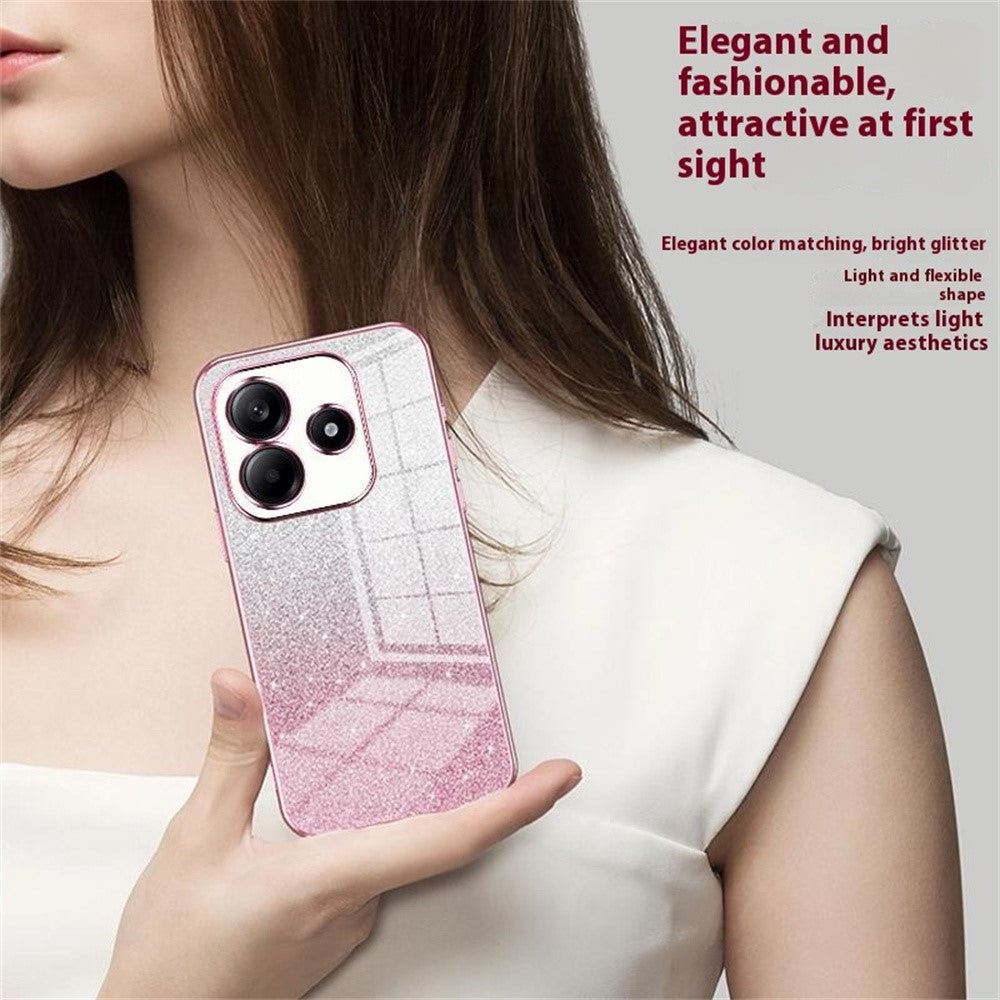 For Xiaomi Redmi Note 14 4G (163.25mm) Case Electroplating Gradient Glitter TPU Phone Cover