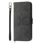 For Xiaomi 17 Pro Max Case Flower Pattern PU Leather Wallet Phone Cover with Strap
