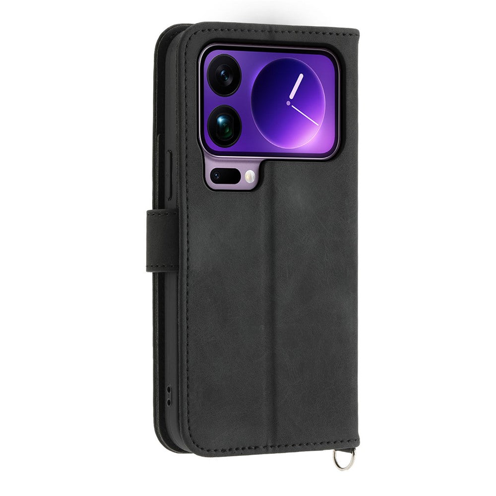 For Xiaomi 17 Pro Max Case Flower Pattern PU Leather Wallet Phone Cover with Strap