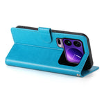 For Xiaomi 17 Pro Max Wallet Case Butterfly Floral Imprint PU Leather Phone Cover with Wrist Strap