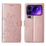 For Xiaomi 17 Pro Max Wallet Case Butterfly Floral Imprint PU Leather Phone Cover with Wrist Strap